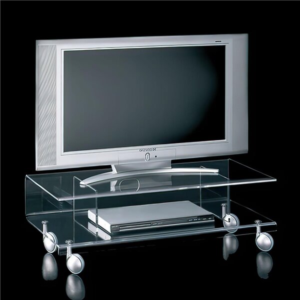 Carrello porta tv basso su ruote in Cristallo acrilico 92x41xh30 cm ANDY 6 in metacrilato trasparente Dimensioni 90x41xh 30 cm spessore 8 mm Andy 6 Portata Massima:KG 60