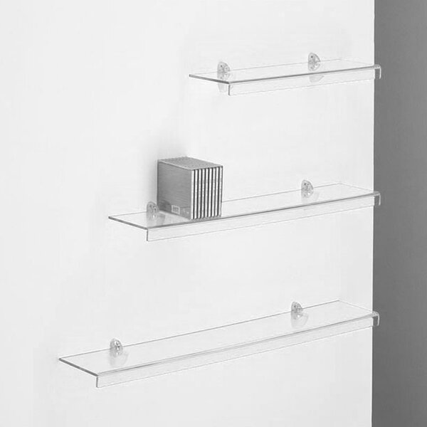 Mensola da muro in Cristallo acrilico Piccola PLANA Dimensioni 50x15 cm Portata max: 12 kg Trasparente, profondit� 15 cm trasparente