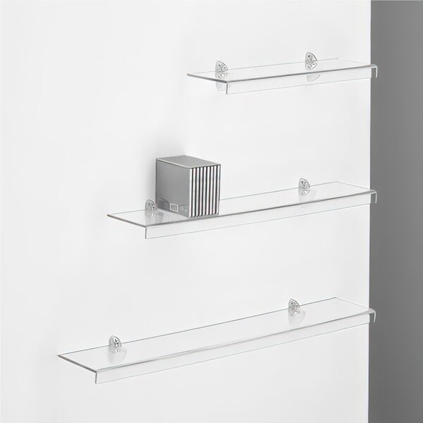 Mensola da muro in Cristallo acrilico Piccola PLANA Dimensioni 50x22 cm Portata max: 12 kg Trasparente, profondit� 22 cm Btrasparente