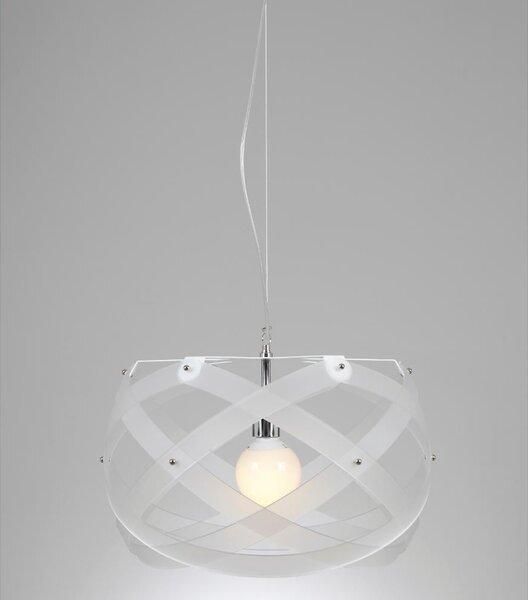 Lampadario a sospensione NUCLEA Medio �53xh30cm Supporto in Metallo Paralume in metacrilato Bianco Satinato