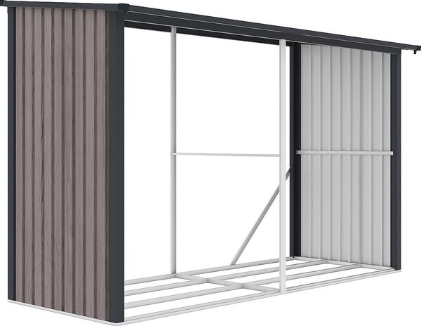 Scaffale per legna da ardere in acciaio zincato effetto legno - 7 m³ - 3,49 m³ - 302 x 119 x 190 cm - VARWOOD
