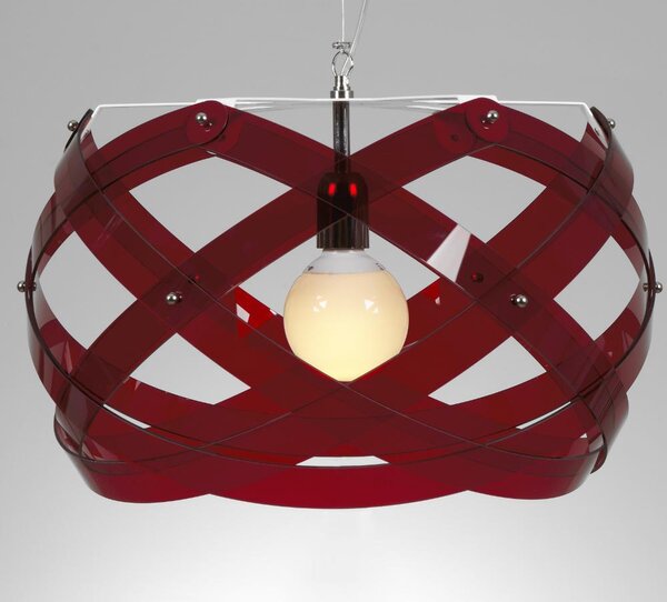Lampadario a sospensione NUCLEA Piccolo �40xh24cm - Peso 2,5 kg Supporto in Metallo Paralume in metacrilato Rosso