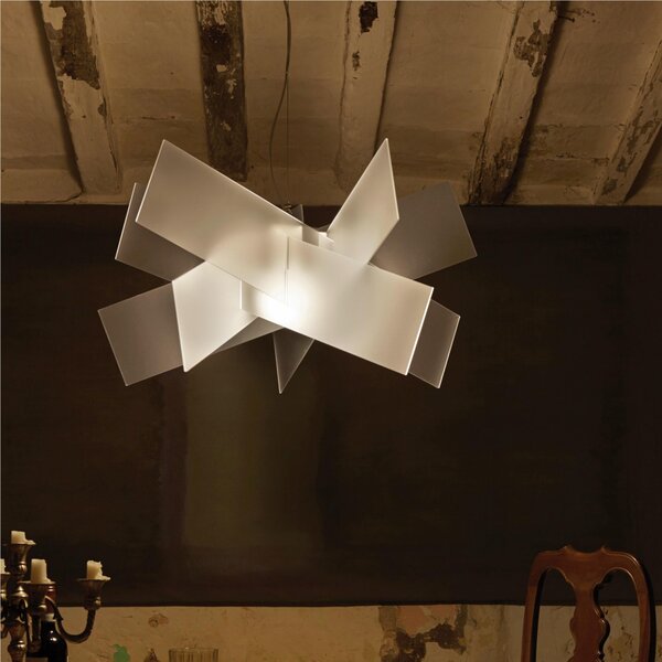Lampadario a sospensione �53xh24.5 cm - peso 2,9 kg KARTIKA Piccola supporto in metallo in metacrilato Bianco Satinato