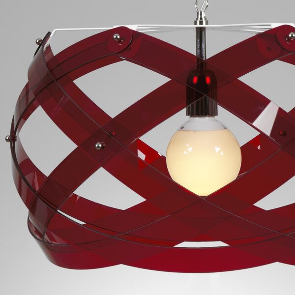 Lampadario a sospensione NUCLEA Piccolo �40xh24cm - Peso 2,5 kg Supporto in Metallo Paralume in metacrilato Rosso