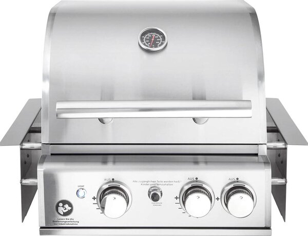ALLGRILL grill a gas da incasso CHEF S in acciaio inox Sistema ad aria incorporato, 2 bruciatori, bruciatore posteriore 100959