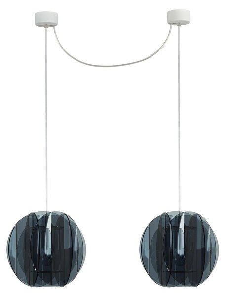 Sospensione in metacrilato Allegretta doppia �22 cm con paralume rotondo textur Grigio fum�