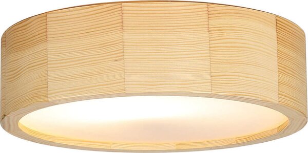 ARBARO piccola lampada in legno da soffitto paralume in vetro basso abbagliamento Ø27cm plafoniera rotonda piatta soggiorno