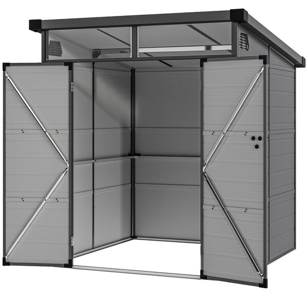 Outsunny capannone in plastica 3,24m³ 190x191x215cm capanno per attrezzi con tetto monofalda