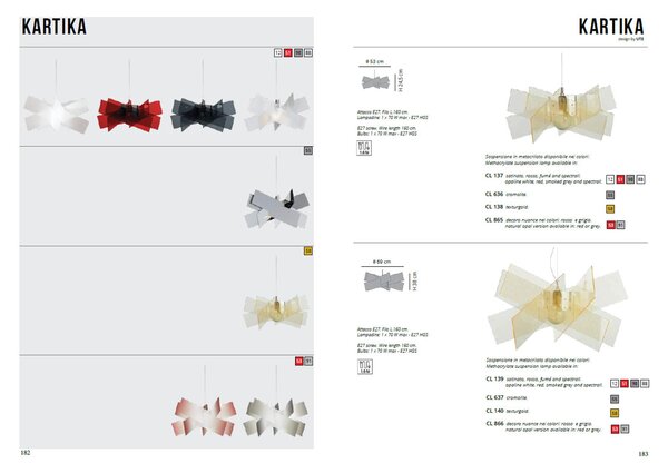 Lampadario a sospensione �69xh38 cm - peso 3,9 kg KARTIKA BIG supporto in metallo in metacrilato Grigio Fum�