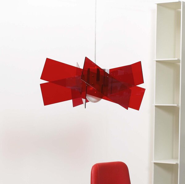 Lampadario a sospensione �69xh38 cm peso 3,9 kg KARTIKA BIG supporto in metallo in metacrilato Rosso