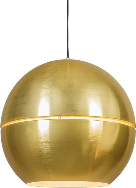 QAZQA - Lampada a sospensione in stile Art Déco retrò | Lampada a sospensione | Lampada a sospensione dorata | Sfera in ottone 50 cm - SliceI a 2 luci | Soggiorno | Camera da letto - Alluminio rotondo | Sfera | Sferica - Compatibile con LED E27