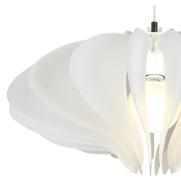 Sospensione in metacrilato Bianco Satinato CIGNO � 52xh27 cm Struttura in metallo cromato verniciato bianco
