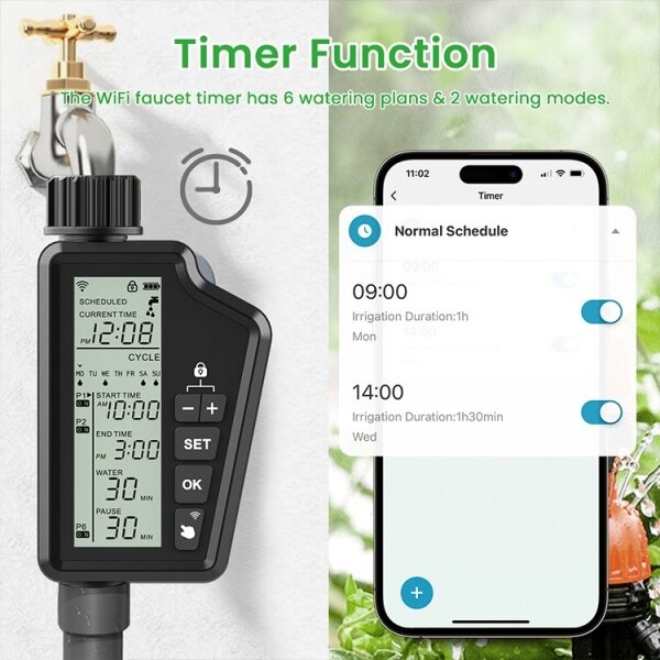 Immax NEO 07556L - Elettrovalvola per irrigazione 4xAA IP65 Wi-Fi Tuya