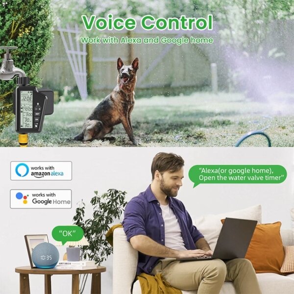 Immax NEO 07556L - Elettrovalvola per irrigazione 4xAA IP65 Wi-Fi Tuya