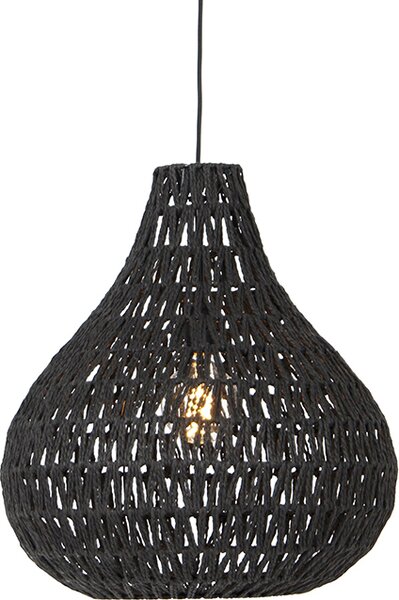 QAZQA - Lampada a sospensione in stile retrò I Lampada a sospensione I Lampada a sospensione nera 45 cm - Lina Drop I Soggiorno I Camera da letto - Cavo rotondo - Compatibile con LED E27