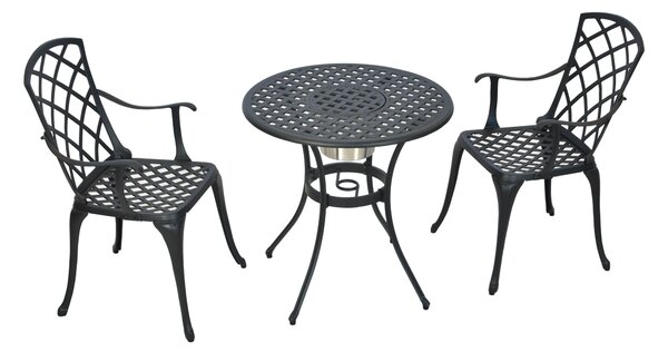 Set di mobili da giardino Merxx Rhodos 3 pezzi, 2 poltrone, 1 tavolo Ø 70 cm - alluminio pressofuso