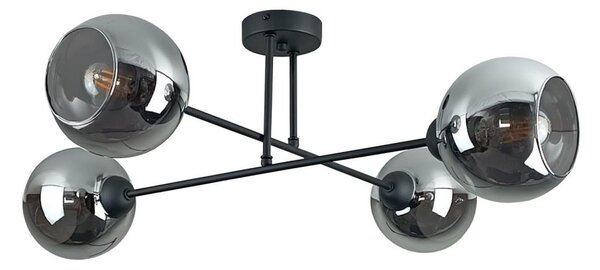 Lampadario a sospensione con supporto rigido VASCO 4xE27/60W/230V nero/fumé nero