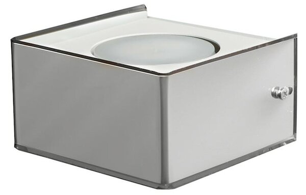 Applique in acrilico 1 luce struttura in metallo verniciato bianco DAMA 13x13xh7 cm colore Kristalcromo