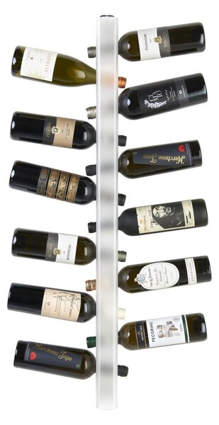 Portabottiglie da parete in Cristallo acrilico 14x5.5x100 cm - Peso 2,1 kg Perbacco contiene 12 bottiglie in Metacrilato bianco Satinato