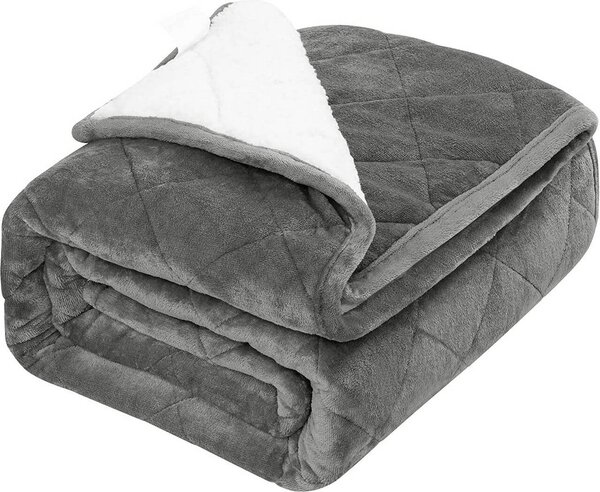 Coperta ponderata double face WOLTU, antistress, grigia, 150x200, 11 kg
