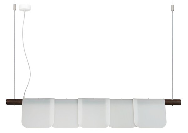 Sospensione con supporto in legno Massello Noce 120x21xh20 cm particolari in PMMA Naturalopal Satinato