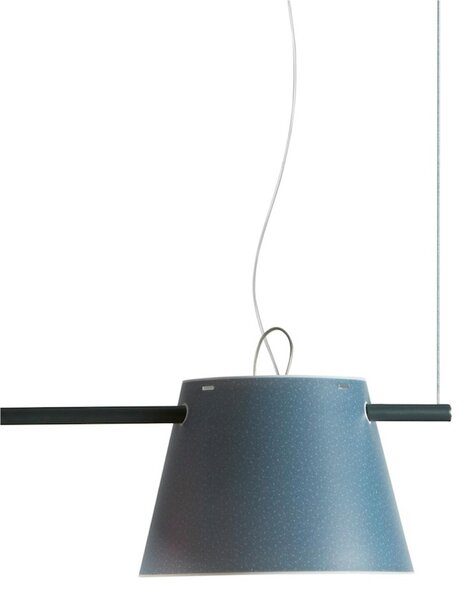 Sospensione 2 Luci DUO 34x24xh97 cm tubo in acciaio colore antracite paralumi di due colori