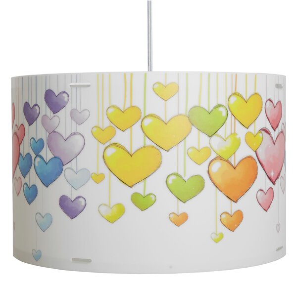 Lampada a sospensione per camerette CYLINDER �30xh19,6 cm in multicolor CUORI