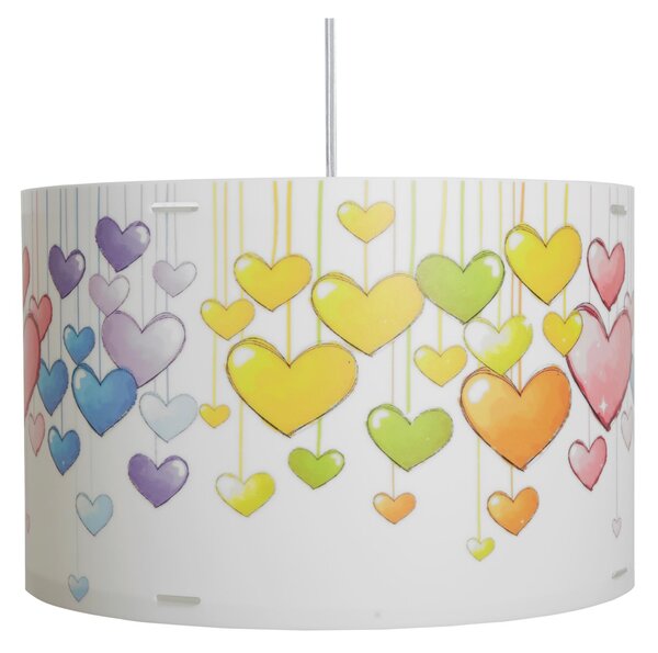 Lampada a sospensione per camerette CYLINDER � 45xh 29 cm in multicolor Cuori