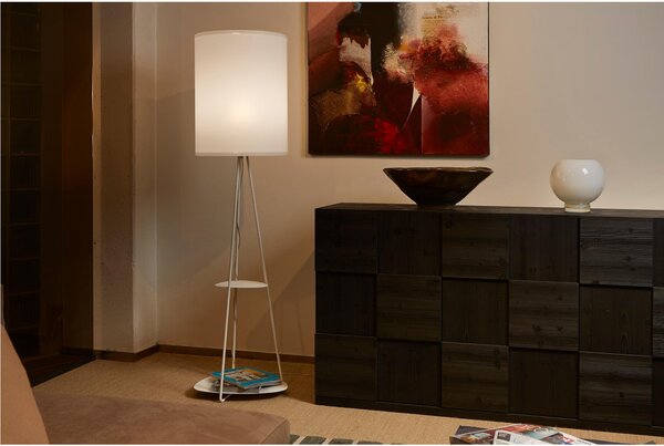 Lampada da terra STONE � 46xh180 cm Struttura in metallo e ripiani portaoggetti verniciato BIANCO