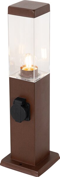 Lampada da esterno color ruggine, 45 cm, con presa di corrente, IP44, Malios