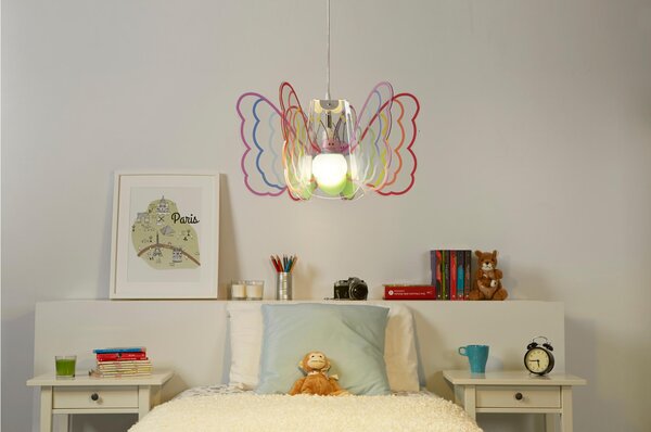 Lampada a sospensione per camerette Butterfly � 55xh 32 cm in metacrilato colorato multicolor