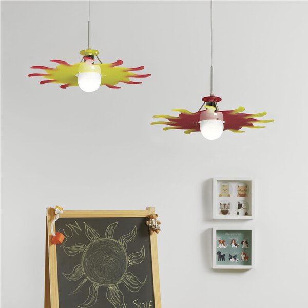 Lampada a sospensione in cristallo acrilico per camerette SOL �50xh 13 cm colore rosso