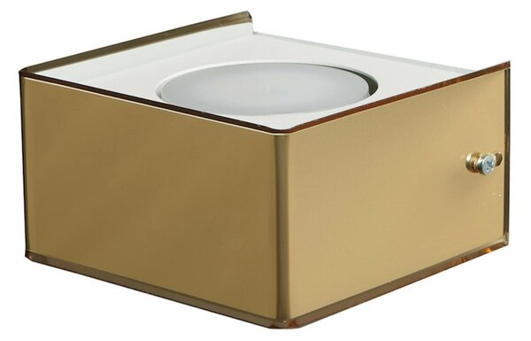 Applique da muro 2 LUCI struttura in metallo verniciato 13x13xh7 cm 1xE27 max 30 W supporto metallo colore oro