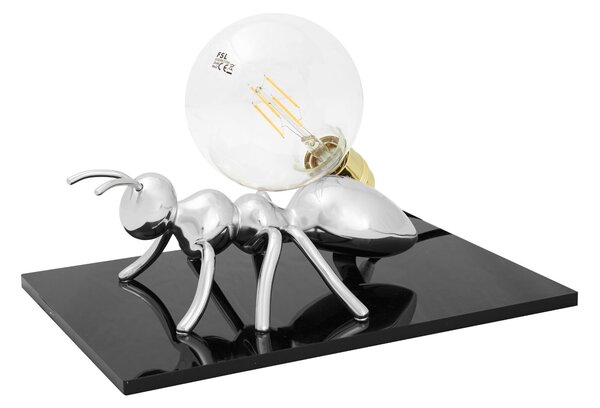 Lampada da tavolo Antlante 40x40xh20 cm soggetto formica in resina argento