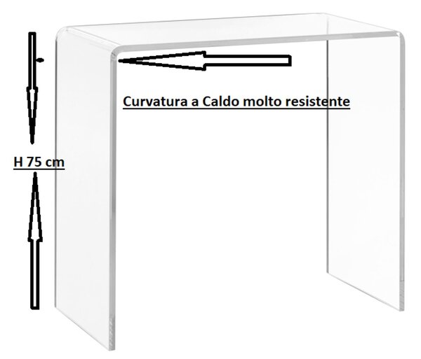 Consolle in metacrilato trasparente Spessore 1,5 cm ARMONIA DUE 80x33xh 75 cm peso 17 kg MADE IN ITALY