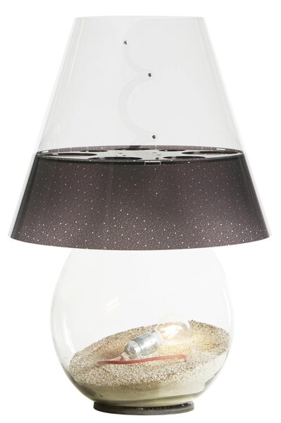 Lampada da Tavolo per interno in vetro BOMBONNE MINI � 46xh 68 cm -peso 13.5 Paralume in Policarbonato trasparente traforato Pizzo Marrone