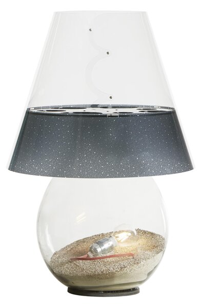 Lampada da Tavolo per interno in vetro BOMBONNE MINI � 46xh 68 cm Paralume in Policarbonato trasparente traforato fum�