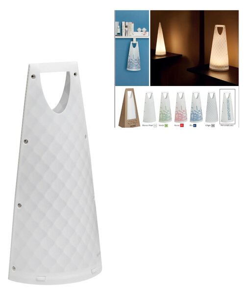 Lampada da Tavolo Ricaricabile GINGI Autonomia 9 ore 19x14xh40 cm Led 4W luce calda 3000K bianco pearl