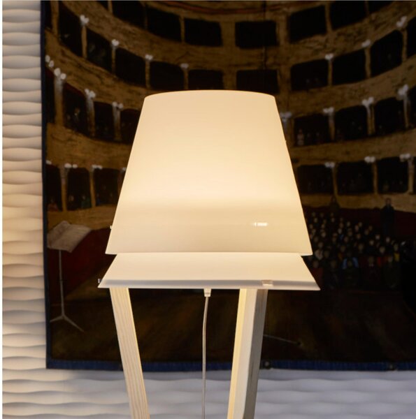 Lampada da TERRA Struttura in legno massello Frassino Lucio � 43xh 175 cm - 5,2 kG Paralume in Sandylex bianco bianco