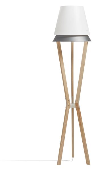 Lampada da TERRA Struttura in legno massello Frassino Lucio � 43xh 175 cm - 5,2 kG Paralume in Sandylex bianco Grigio