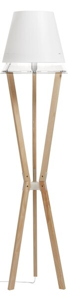Lampada da TERRA Struttura in legno massello Frassino Lucio � 43xh 175 cm - 5,2 kG Paralume in Sandylex bianco trasparente