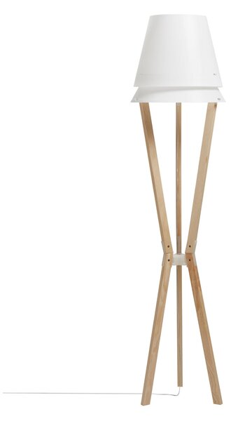 Lampada da TERRA Struttura in legno massello Frassino Lucio � 43xh 175 cm - 5,2 kG Paralume in Sandylex bianco bianco
