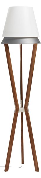 Lampada da TERRA Struttura in legno massello di Mogano Lucio � 43xh 175 cm - 5,2 kG Paralume in Sandylex bianco Grigio