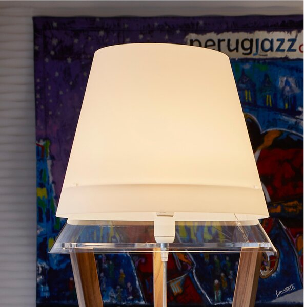 Lampada da TERRA Struttura in legno massello Frassino Lucio � 43xh 175 cm - 5,2 kG Paralume in Sandylex bianco trasparente