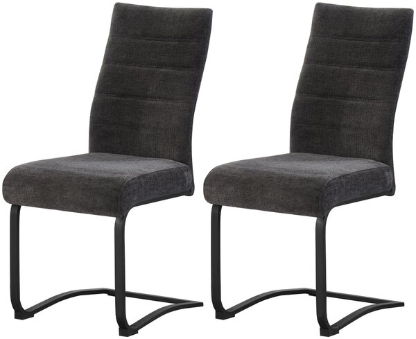 Xonox.home Set di 2 sedie Swing Leni in tessuto testurizzato antracite (L/H/D): 43 x 98 x 59 cm