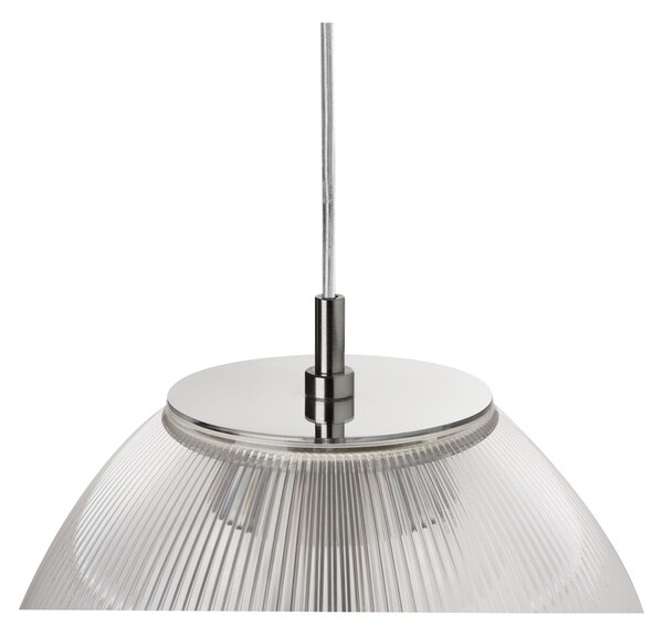 Lampada a sospensione ISABEL �30xh31 cm - 1 x70W max E 27 HGS con calotta prismatica e particolari In PMMA colore cromo