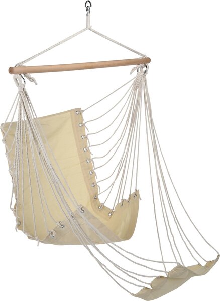 HI Sedia sospesa con poggiapiedi Tela di cotone beige