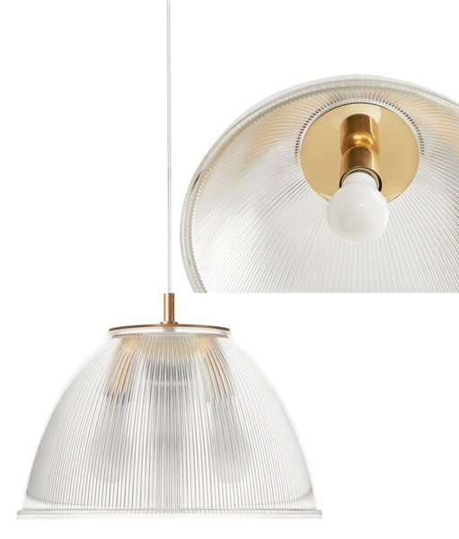 Lampada a sospensione ISABEL �30xh31 cm - 1 x70W max E 27 HGS con calotta prismatica e particolari In PMMA colore oro