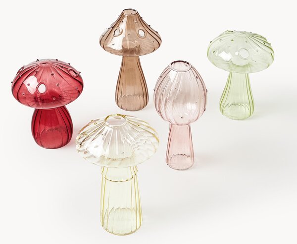 Set di 5 vasi in vetro Mushroom