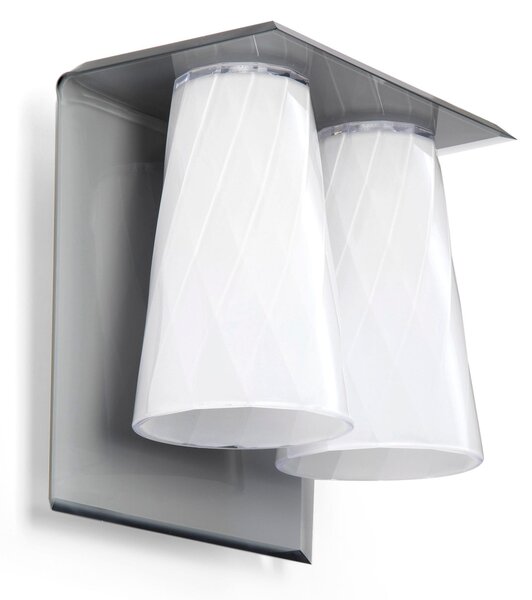 Applique da muro 2 Luci struttura e Paralume in metacrilato Dimensioni 20x20xh 20 cm- peso 0,800 kg colore grigio